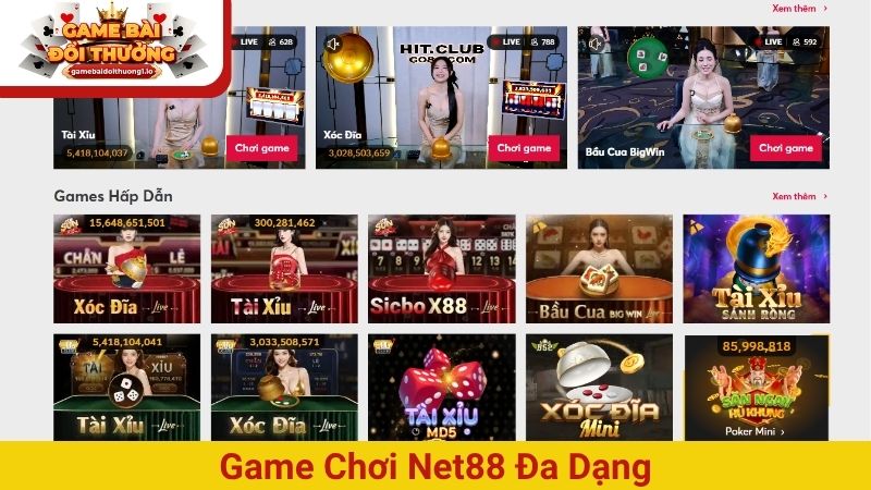 Game chơi Net88 đa dạng